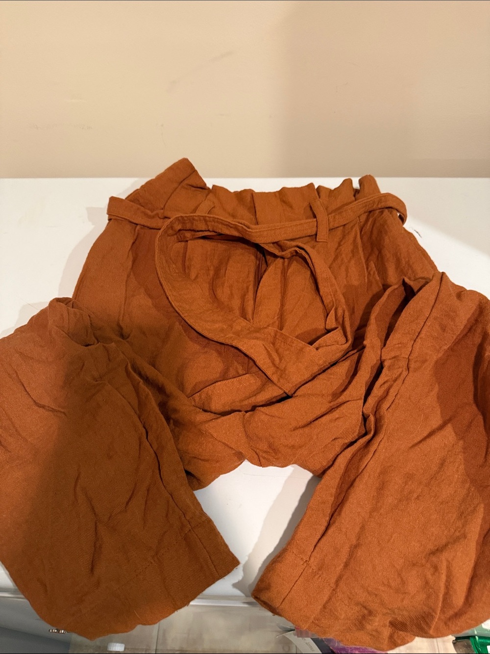a new day Rust Orange Paperbag Waist Pants